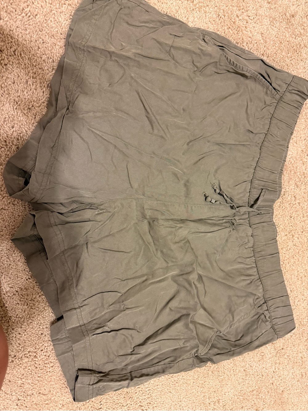 Women’s Silky Olive Green Elastic-Waist Shorts